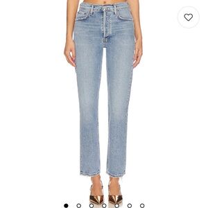 Agolde Riley High Rise Straight Crop Jeans in Hassle